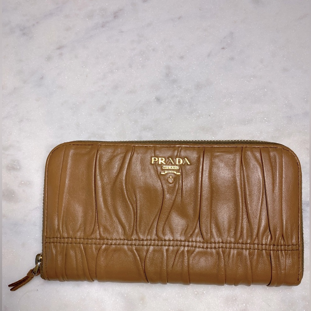 Prada Brown Leather Gaufre Wallet